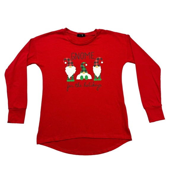 Modern Canvas Christmas Shirt Womens Small S Red Gnome for the Holidays - Picture 1 of 12